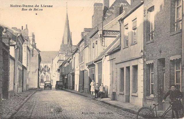 CPA 02 NOTRE DAME DE LIESSE / RUE DE REIMS / cliché rare