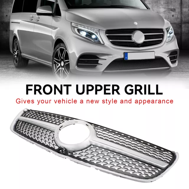 Griglia radiatore per Mercedes Benz Classe V W447 2014-2019 Argento Diamante Griglia 3