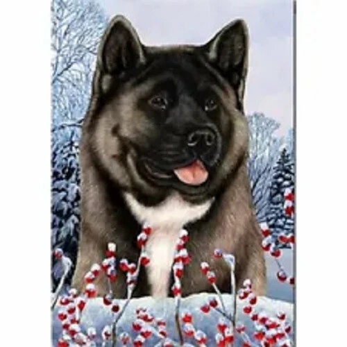 Winter Garden Flag - Silver Akita