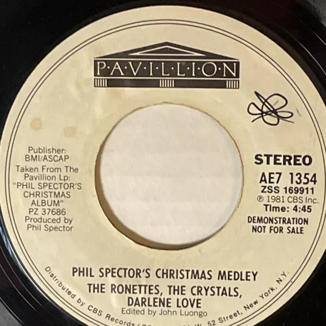 Phil Spector's Christmas Medley Ronettes Crystals Darlene Love 45 Promo 1981