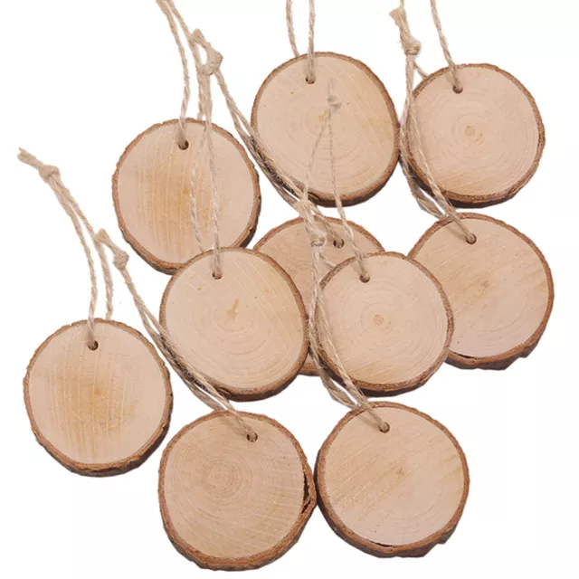 10pcs pièces rondes en bois avec découpe de corde bricolage artisanat rustique