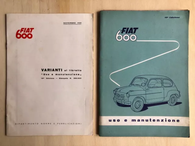  fiat 600 1959 epoca libretto uso  e manutenzione 