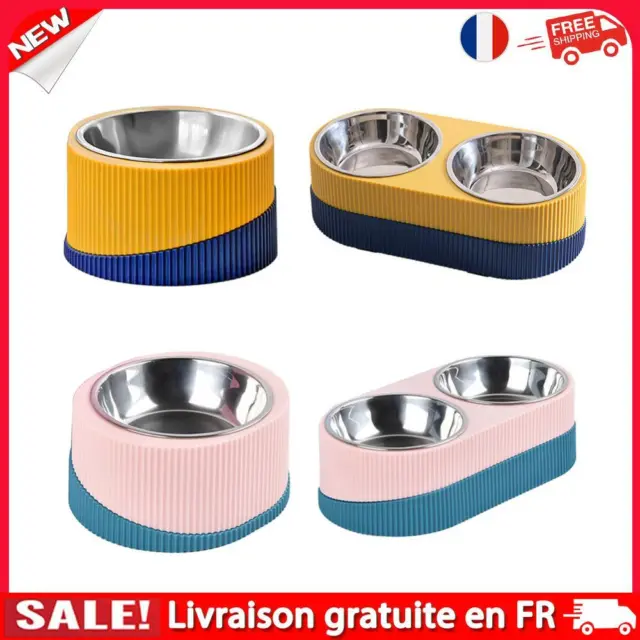 Double Cat Dog Bowl Stainless Steel Pet Feeding Slow Food Non-slip Water Bowls