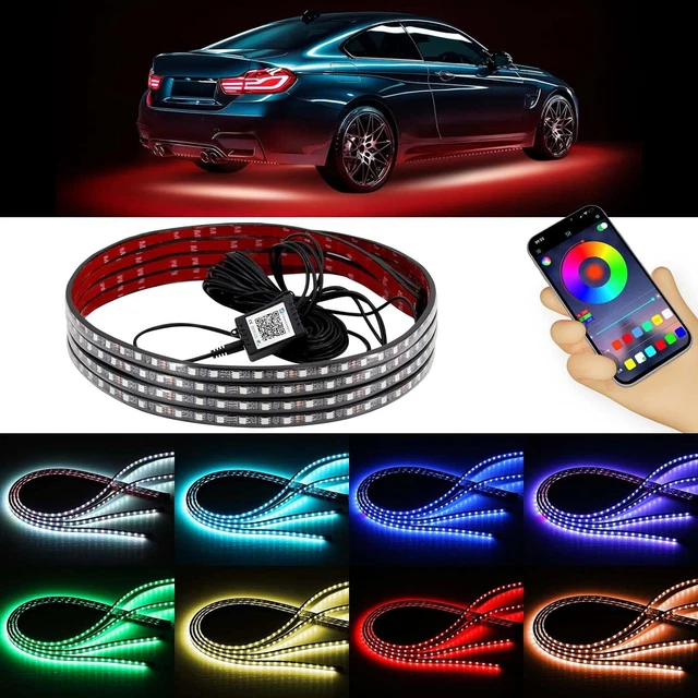 GDICONIC 4X RGB LED Under Car Tube Strip Underglow body Neon Light Kit ...