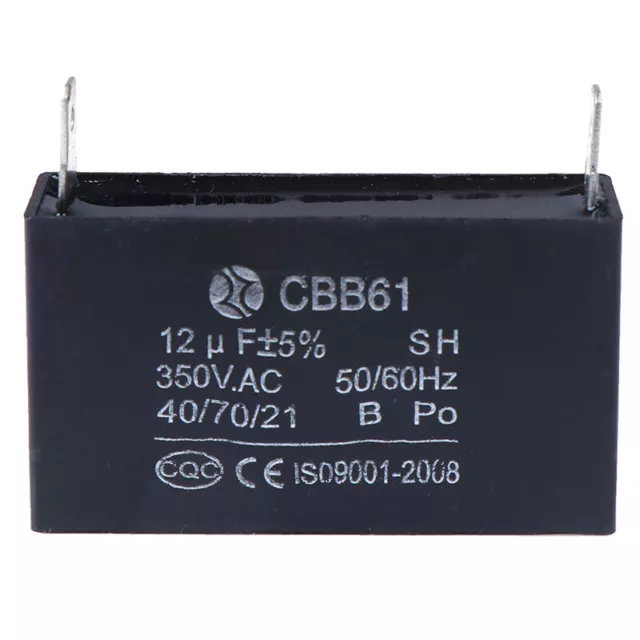 Black 12uF Generator Capacitor Generator CBB61 12uF 50/60Hz 350VAC Fan Mot.pj