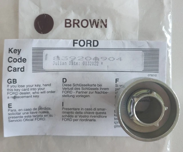 GENUINE FORD LOCKING WHEEL NUT BOLT KEY HEX 22mm BROWN CIRCLE 83820A904