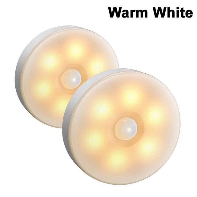 MOTION SENSOR LIGHT USB Wireless PIR Battery Wall Cabinet Stair Night ...