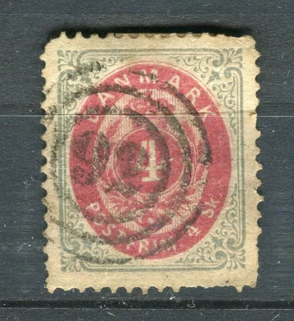 DENMARK; 1870s classic Skilling issue fine used 4sk value POSTMARK 92