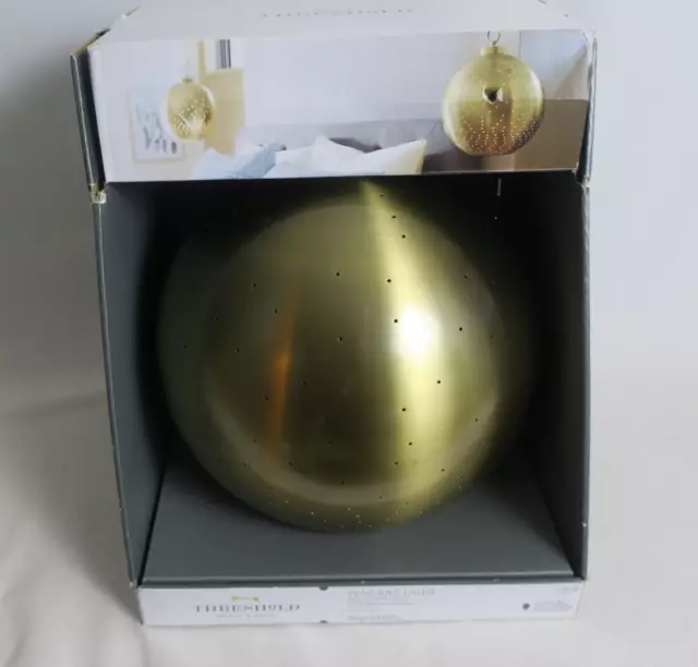 Lamp Plug In Pendant Light Brass LED Moroccan Pierced Swag Threshold NOS