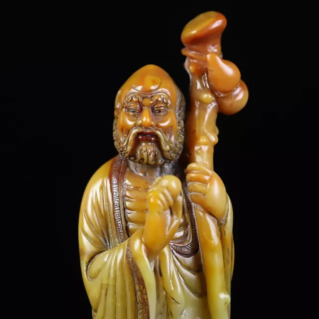 Chinese Exquisite Handmade Luohan carving Shoushan Stone Statue 2