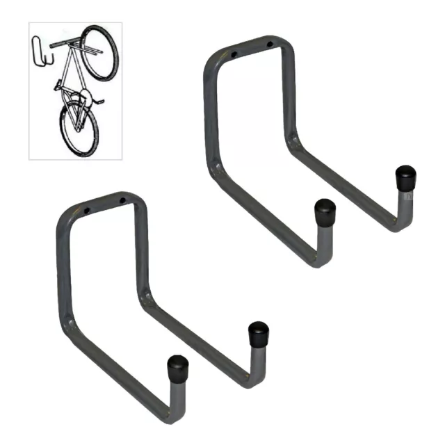 2 x Wall Mounted 180mm Tool, Bike Double Storage Hooks, Garage sheds & Workshops