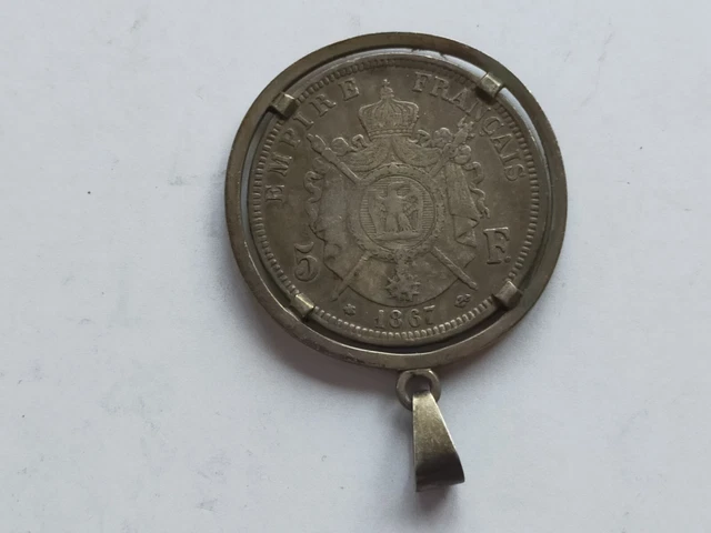 Bague Pièce 5 Francs Napoléon III En Argent - Anneau Monnaie Ancienne - Neuve Avec étiquettes