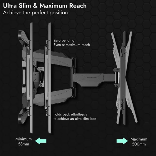 INVISION Ultra Strong TV Wall Bracket Mount Double Arm Tilt & Swivel  37-75 Inch 3