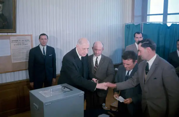 General de Gaulle voting Colombey-les-Deux-eglises France June 1968 Old Photo 1