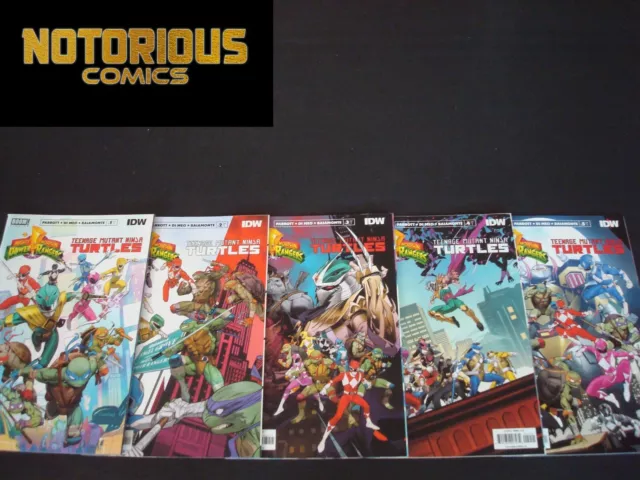 Mighty Morphin Power Rangers Teenage Mutant Ninja Turtles 1-5 Complete Comic Set