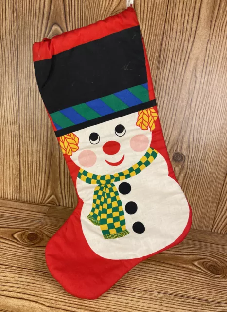 Vintage Christmas Stockings Snowman VIP Cranston Cut & Sew Fabric Panel Handmade