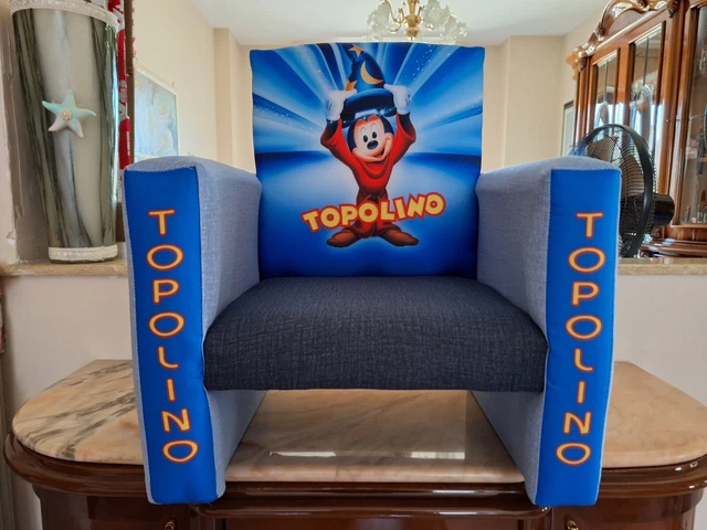 poltroncina topolino per bambini disney cartoni poltrona legno imbottita stoffa