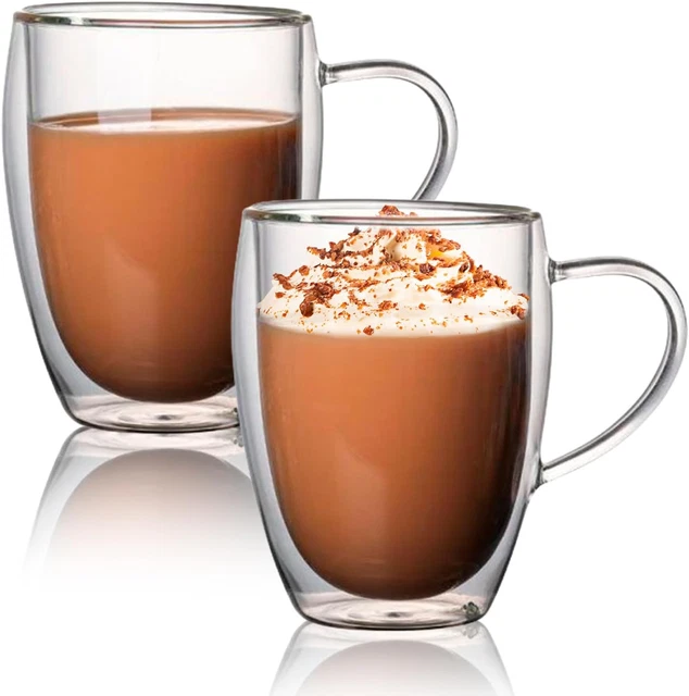 2x350ml Tazze da caffè in vetro, Bicchieri a doppia parete con Asa, Tazze in vetro borosilicato per tè, caffè, latte, caffellatte, macchiato – acquista a prezzi convenienti sul marketplace