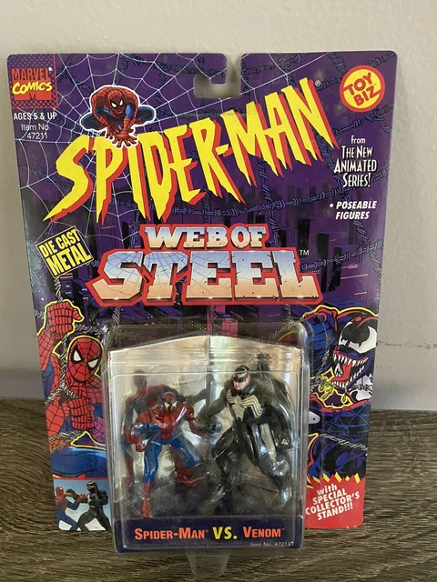 Marvel Spiderman Web of Steel Die Cast Figures SPIDER-MAN VS. VENOM ToyBiz 1994