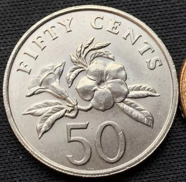 1987 Singapore 50 Cents Coin UNC    #N155
