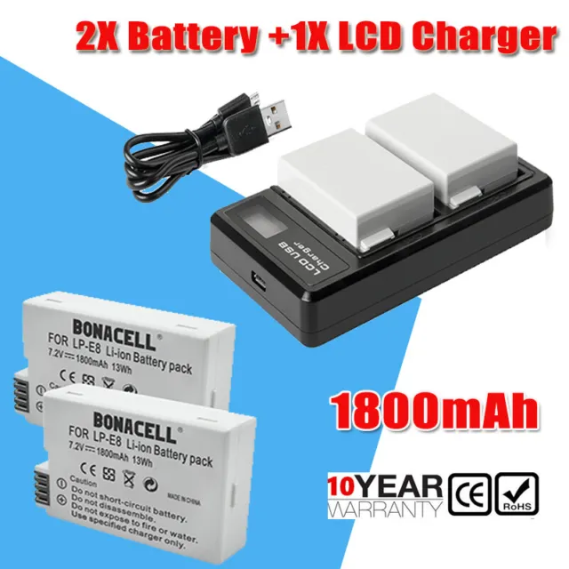 Powerextra LP-E10 Battery 3 Pack and USB Charger LCD