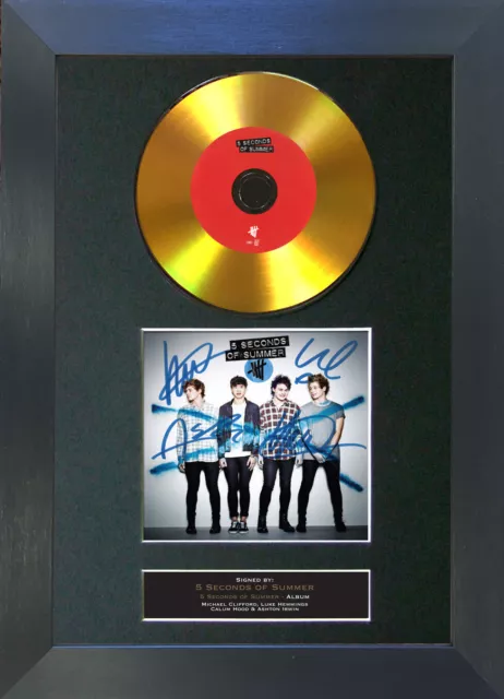 5 SECONDS OF SUMMER Mounted Signed Autograph GOLD CD Print A4 #91 2