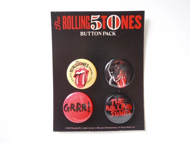 Click For Merch Button THE ROLLING STONES 50th Official Merchandise Button Badge Set / GRRR ...