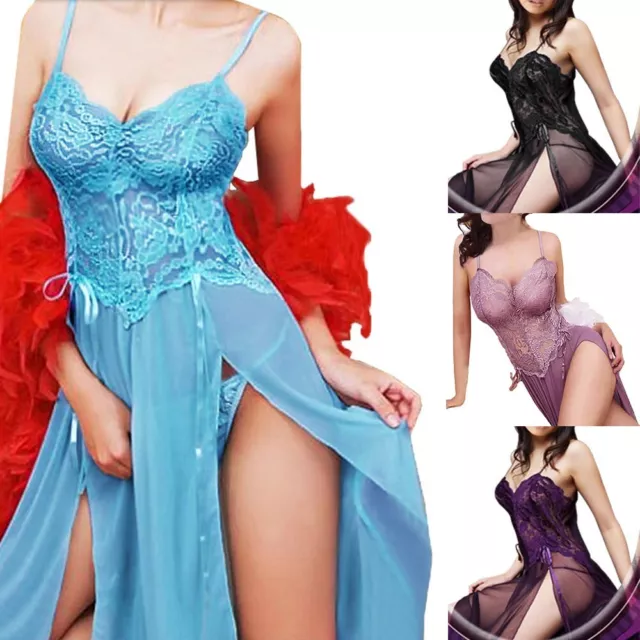 Women Sexy Lingerie Dress Mesh Sheer Underwear Babydoll Sleepwear Nightwear