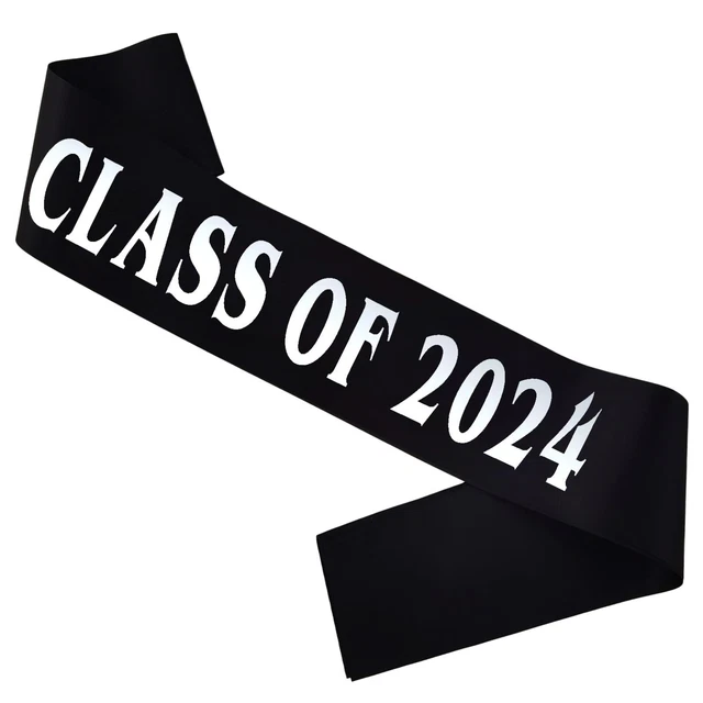 CLASS OF 2024 Sash Black Finally Graduated Sash with Foil Gold Letters