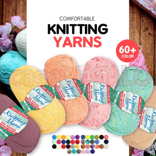 Knitting Yarn 8 Ply Soft Crochet Craft Balls 100g Acrylic Solid Multi Colours Au