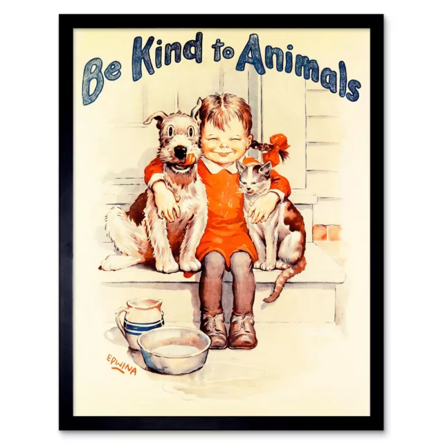 Propaganda Political Animal Welfare Charity Kid Cat Dog Kind 12X16 Framed Print
