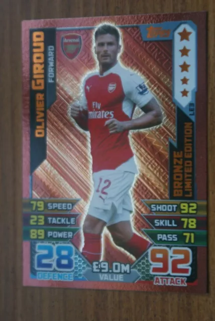 Match Attax 2015-2016 Bronze limited edition Olivier Giroud Arsenal