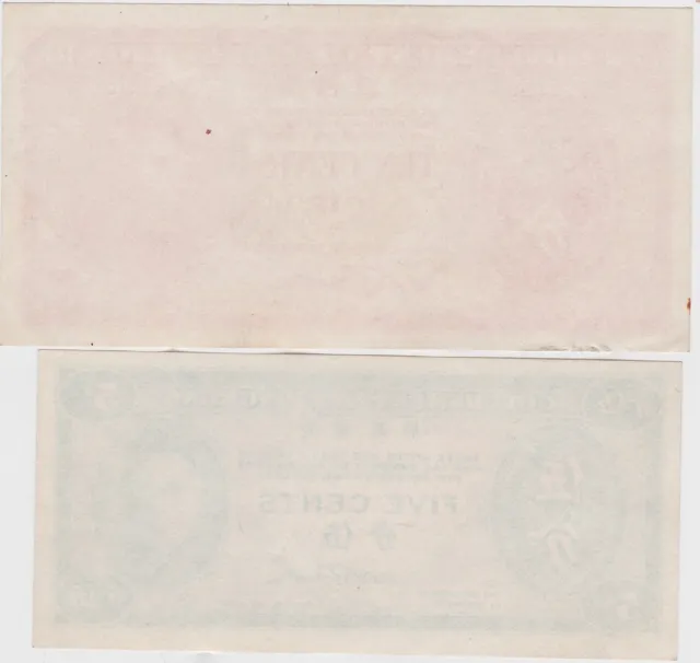 Two Hong Kong Five Cents & Ten Cents 1945 Banknotes In Ef To Near Mint Condition 2