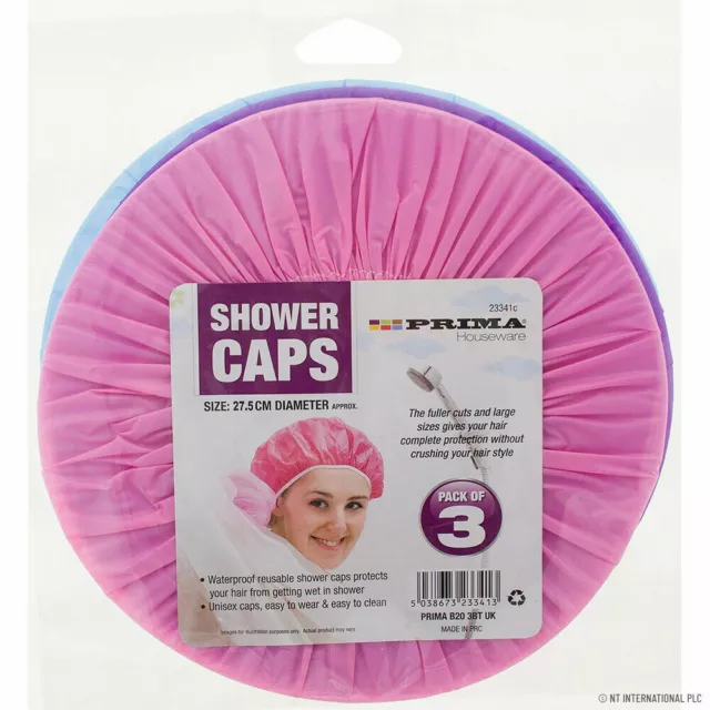 3x Waterproof Elastic Shower Cap Hat Bath Head Hair Cover Salon Shower Cap