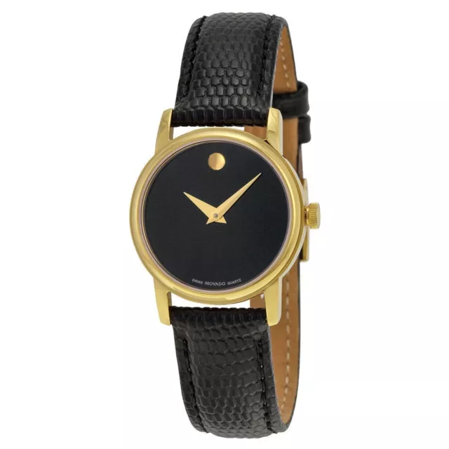 2100006 Movado Museum Black Dial Black Leather Watch