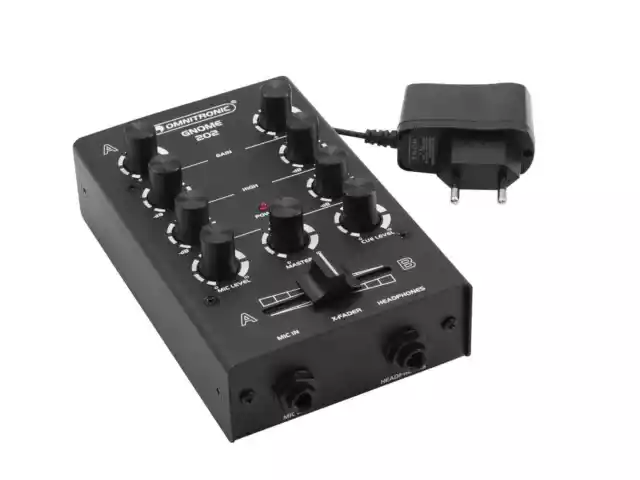 Omnitronic Gnome-202 Dj Mixer 2-Kanal Mischer Mini Crossfader Netzteil Schwarz