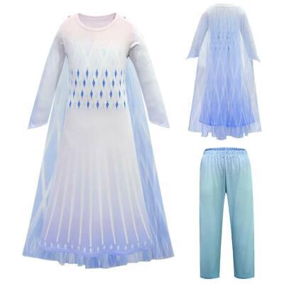Frozen 2 Princess Queen Elsa Fancy Dress Up Girls Costume Party Cosplay Outfit