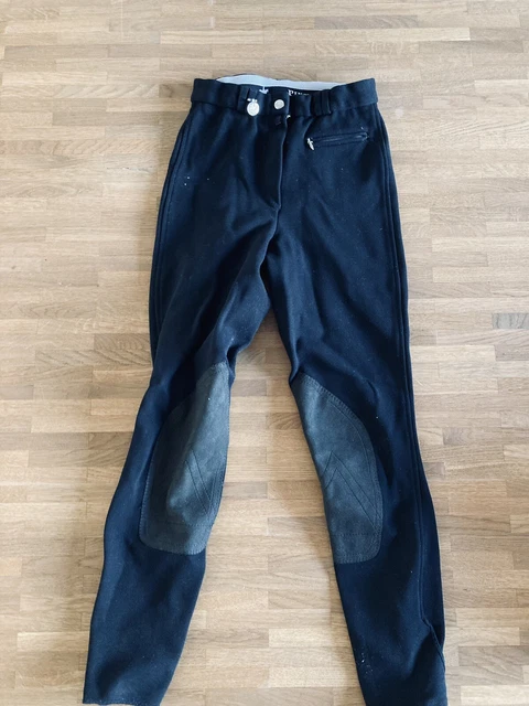 PIKEUR KindeReithose 158 mit Kniebesatz, Klettverschluss, schwarz Reißverschluss
