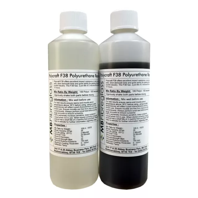 Polycraft F38 Fast Cast Polyurethane Liquid Plastic Casting Resin - 1kg Kit