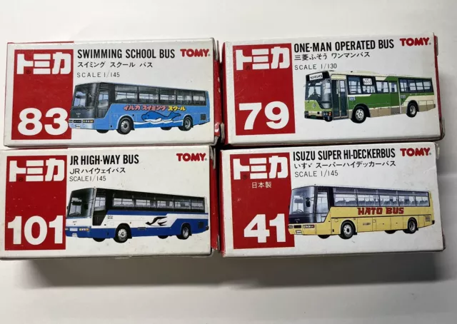 Original Tomy Tomica  - Bus series x 4, Boxed