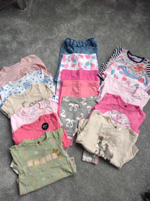 Baby Girls 0-3 Months Job Lot Bundle Of Tops Leggings Jeans Mommy Daddy VGC