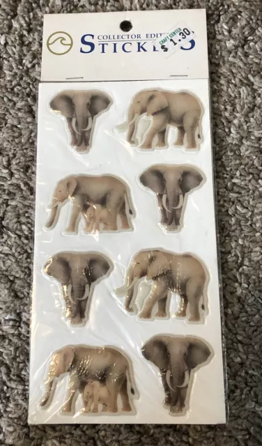 Vintage 1991 Elephant Stickers California Pacific Designs Raised Puffy Nwt