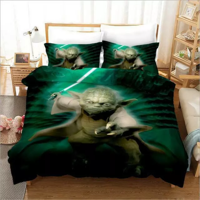 Star Wars Jedi Master Yoda Quilt Duvet Cover Set Kids Bedclothes Bedspread Soft