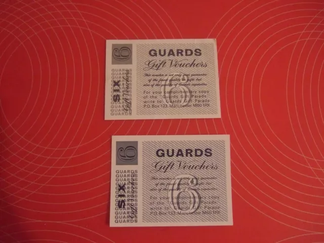 2x Guards cigarettes gift vouchers value 6