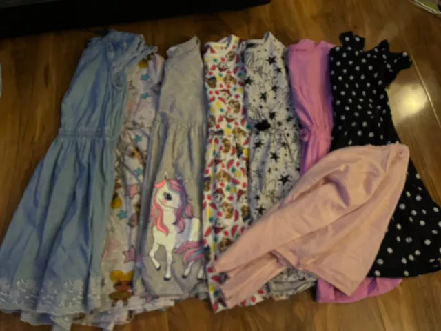 Girls Summer Dress Bundle Age 6-7 Years And Pink Cardigan