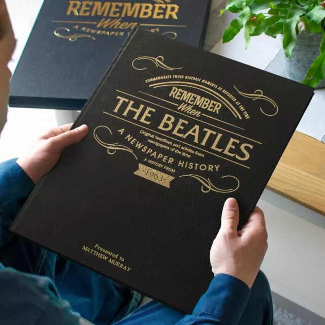 DIE BEATLES Musikgeschichte personalisierte Zeitung Geburtstag Geschenkbuch LEDER