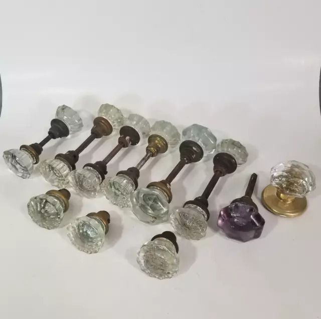 LOT 17 Vintage Antique Crystal Glass Door Knobs Salvage