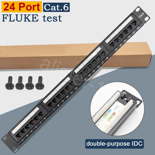 19& CAT6 24 Port Keystone Patch Panel Network Server Cabinet Rack Mount ...