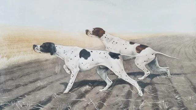 BORIS RIAB Signed Lithograph AP Artist Proof Pheasant Hunting Dogs Pointer Print