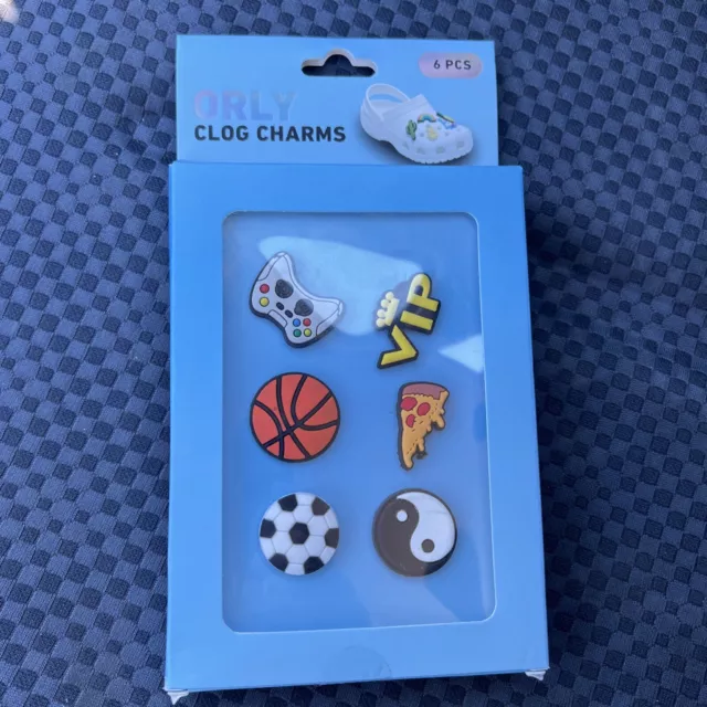 Orly Clog Croc Charms Gaming Pizza Peace VIP Basketball Soccer  6 Pcs